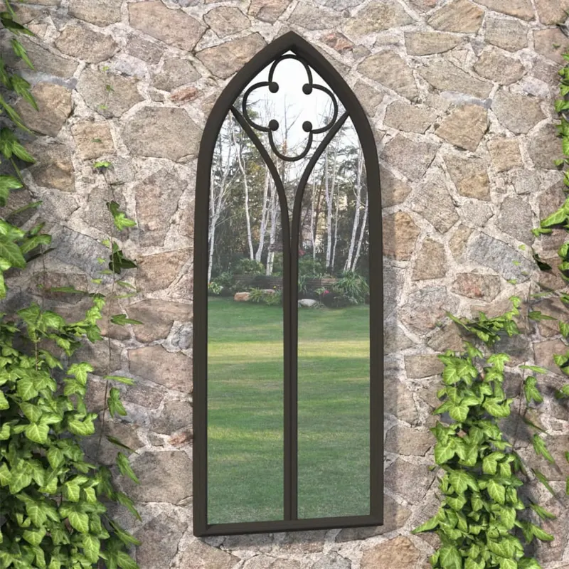 oglinda de gradina, negru, 70x30 cm, fier uz exterior