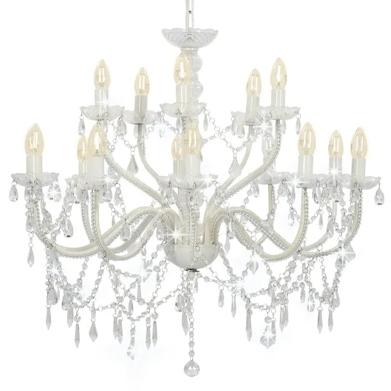 candelabru cu 2 randuri, alb, becuri 15 x e14