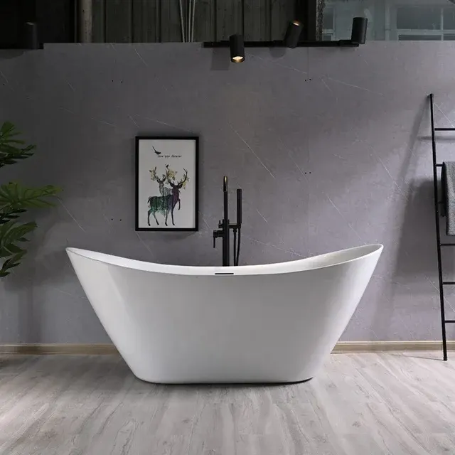 Cada baie freestanding slim 150 x 77 cm, ovala cu preaplin, Bella