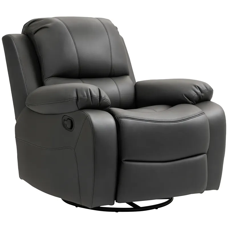 HOMCOM Fotel de relaxare, spătar și suport pentru picioare ajustabile, rotativ, până la 150 kg, cadru din oțel, 93x100x98cm, negru