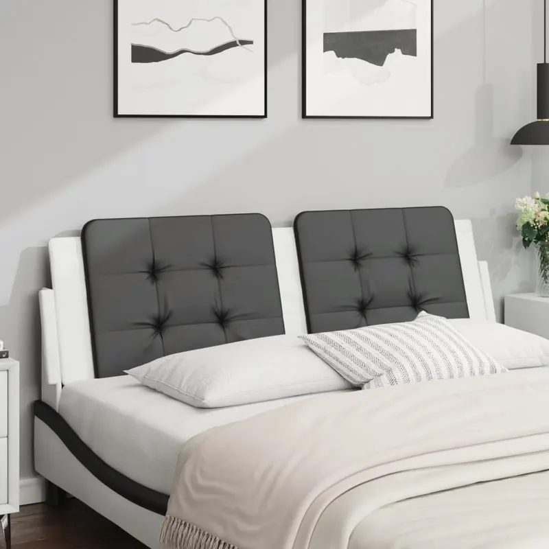 perna pentru tablie pat, negru si alb, 160cm, piele artificiala
