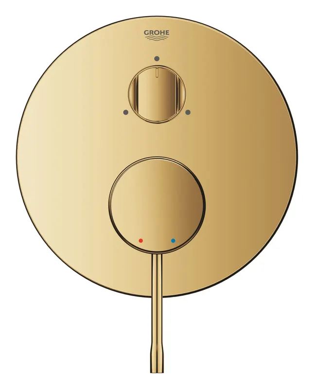 Unitate comanda Grohe 24092GL1, Essence, aparenta, monocomanda, diverter, 3 iesiri, necesita set fixare, lucios, auriu
