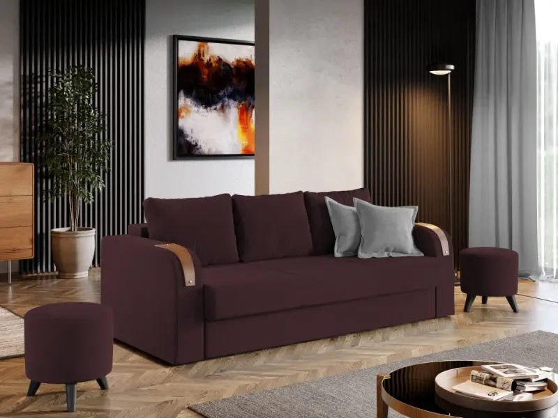 Pachet Mobila Canapea Morelia Visinie + Masa Grand Alba + 4 Scaune Grand Gri Inchis — imaginea 2