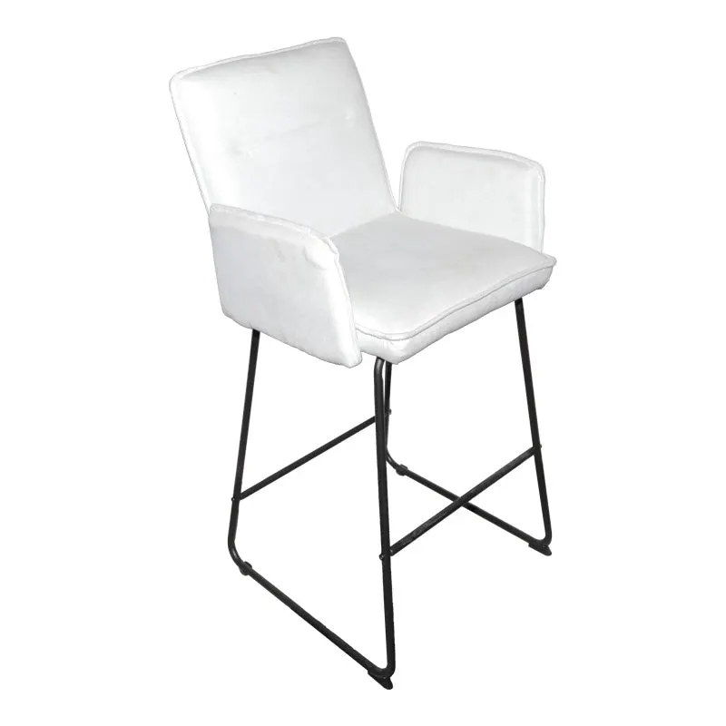Scaun de bar Essential, stofa si metal, 57x64x107 cm - Alb
