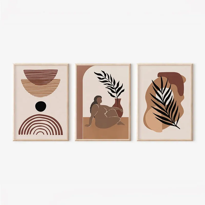 Tablou triptic Fanzia, Ramă Lemn, Multicolor, 33x48 cm - Multicolor