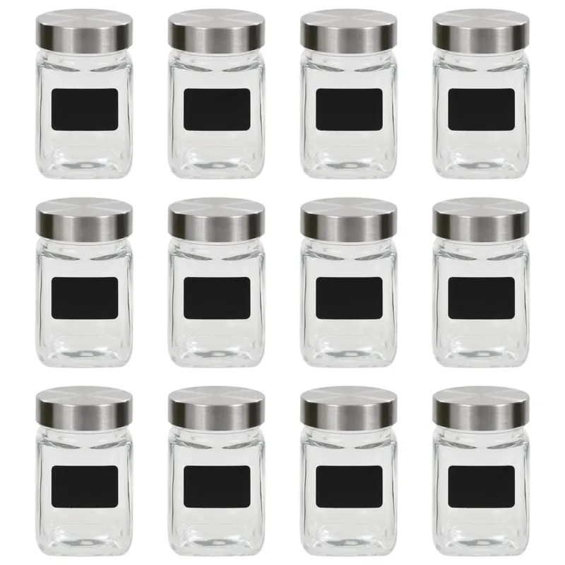 borcane de depozitare cu eticheta, 12 buc., 300 ml