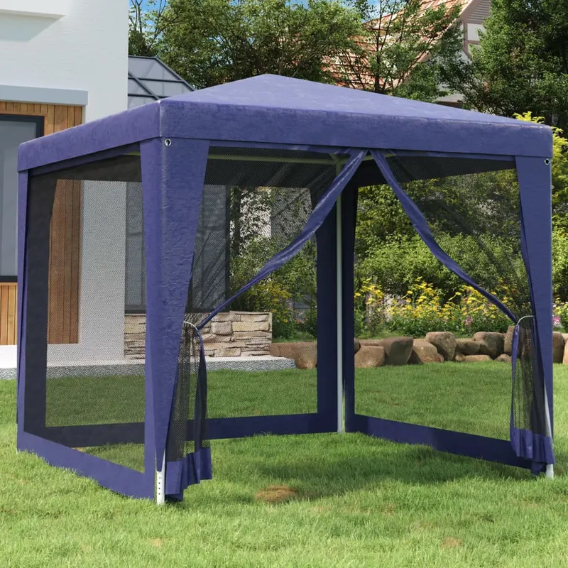 cort de petrecere, 4 pereti de plasa, albastru, 2,5x2,5 m, hdpe