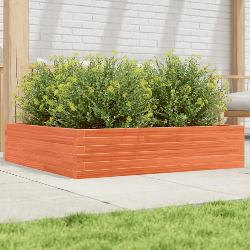 jardiniera de gradina, maro ceruit, 100x100x23cm lemn masiv pin