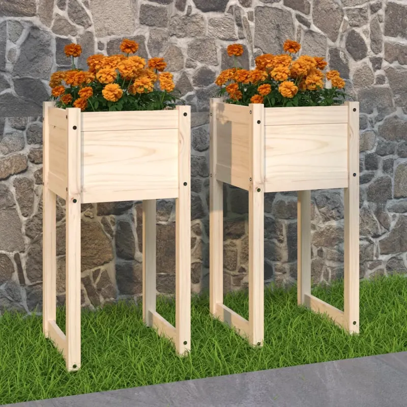 jardiniere, 2 buc, 40x40x81 cm, lemn masiv de pin