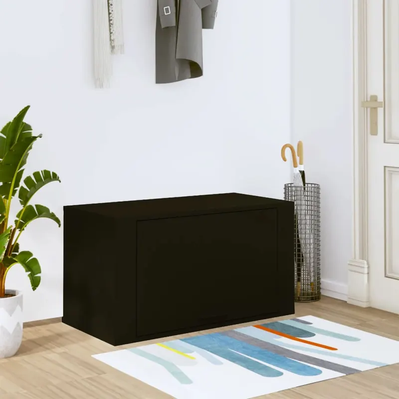 pantofar de perete, negru, 70x35x38 cm, lemn prelucrat