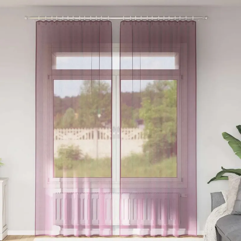 perdele voile cu bucle 2 buc violet 140x260 cm