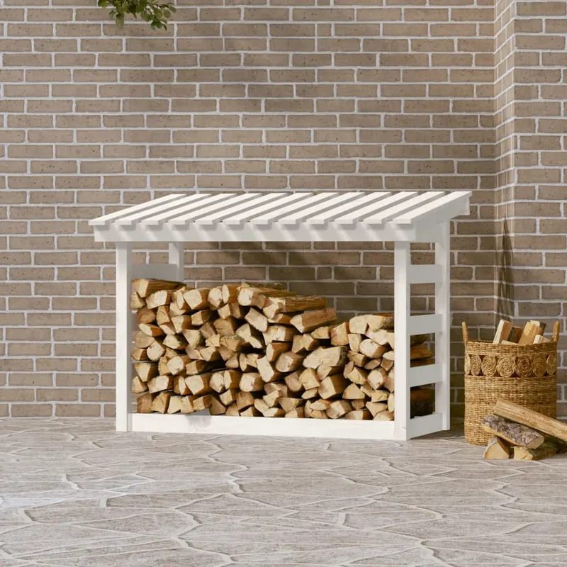 rastel pentru lemne de foc, alb, 108x64,5x78 cm, lemn masiv pin