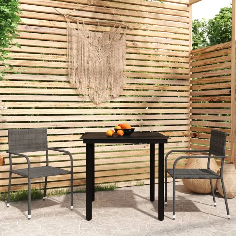 set de mobilier pentru gradina, 3 piese, gri