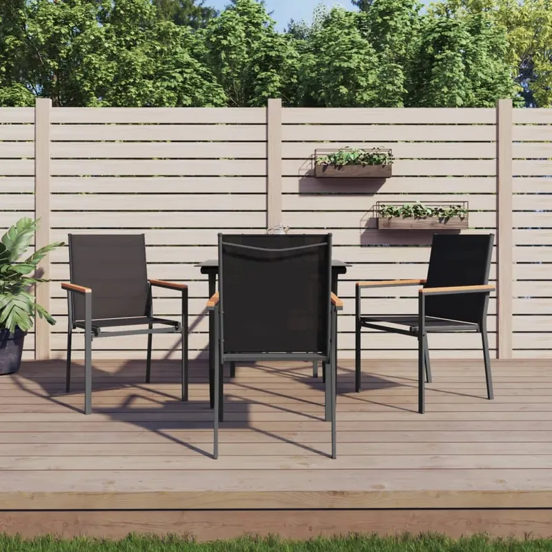 set mobilier de gradina, 5 piese, negru, textilena si otel