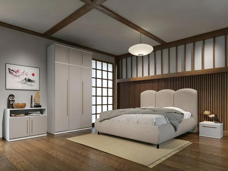 Set dormitor Casmir cu pat tapitat fix - Tokio - C02