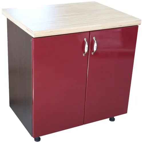 Masca pentru chiuveta cu 2 usi 80 cm Zebra, wenge/MDF Rosu, cu blat Artar, 80 x 85 x 60 cm