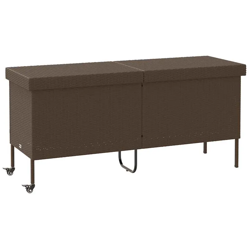 lada depozitare de gradina cu roti, maro 160x55x75 cm poliratan