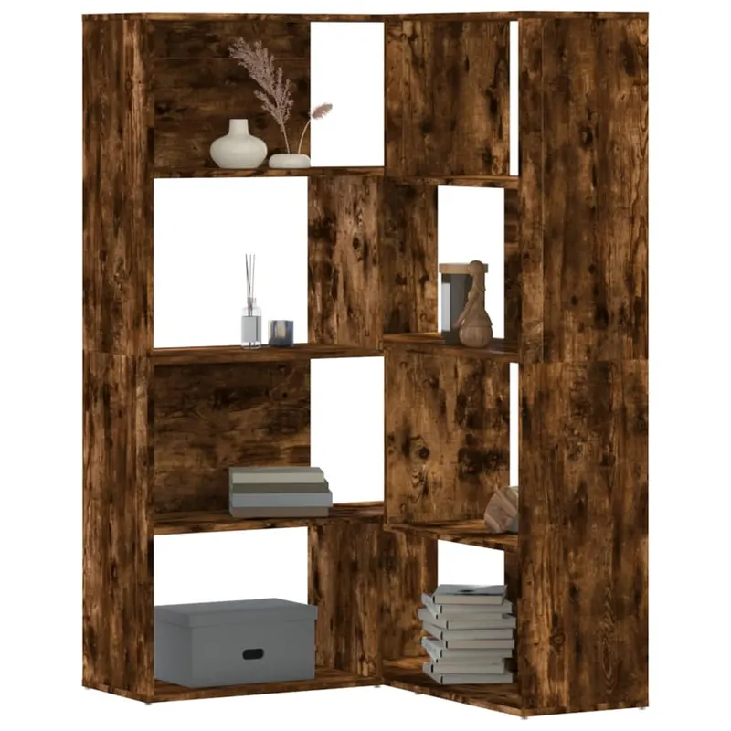 biblioteca 4 niveluri stejar fumuriu 85x85x140cm lemn prelucrat