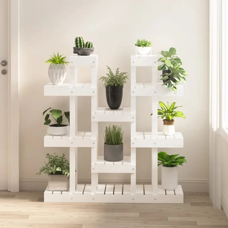 suport pentru plante, alb, 104,5x25x109,5 cm, lemn masiv pin