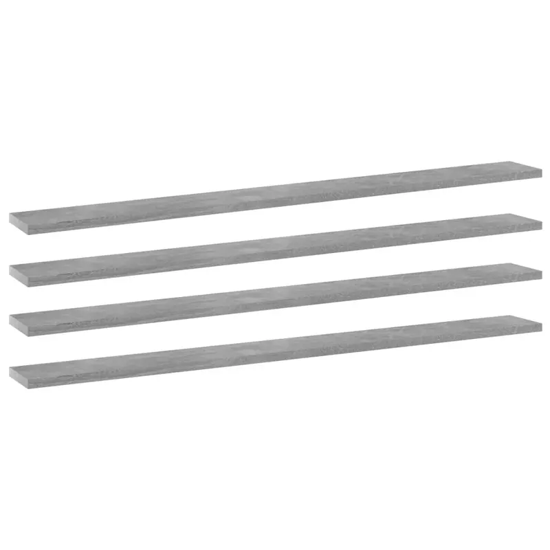 placi biblioteca, 4 buc., gri beton, 100 x 10 x 1,5 cm, pal