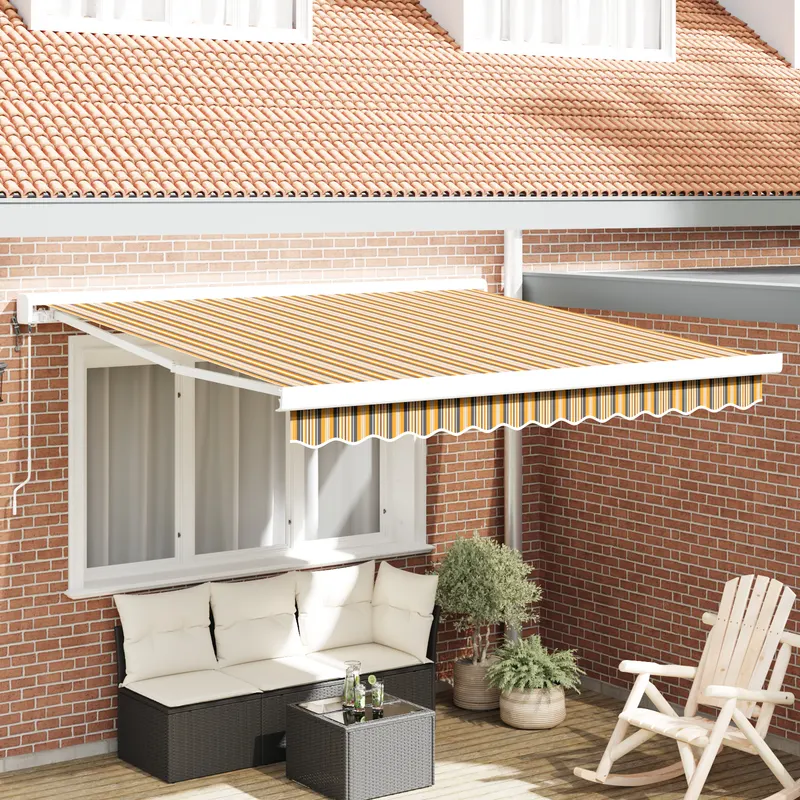 pergola retractabila automata cu dungi multicolore 300x250 cm