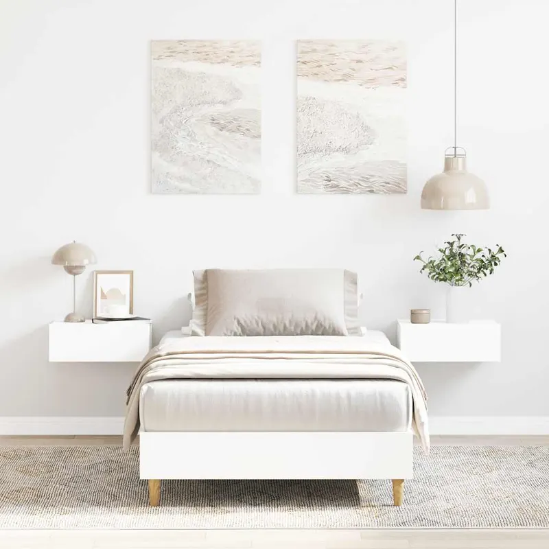 cadru de pat fara saltea, alb, 100x200 cm, lemn prelucrat
