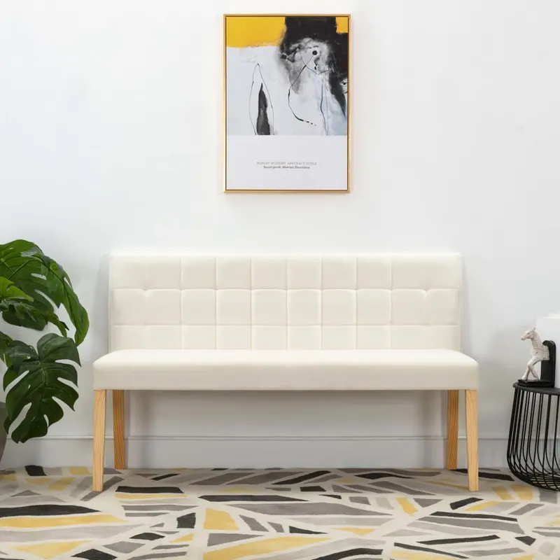banca, crem, 140 cm, catifea