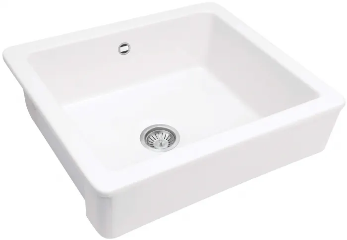 Chiuveta bucatarie ceramica, dreptunghiulara, 61.5x48.5x20 cm, alb, Deante Sabor