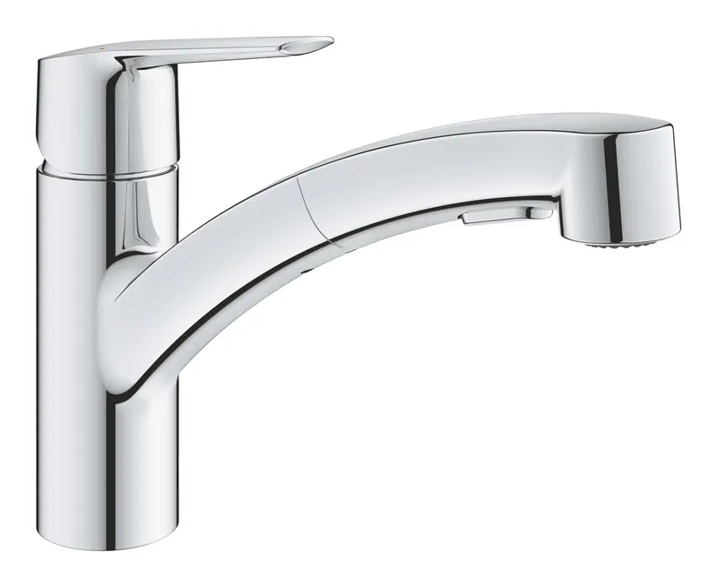 Baterie de bucatarie Grohe 30531001, 1 bar, 185 mm, 227 mm, 1 orificii instalare, 2 sprayuri, 90 unghi pivotare, Crom