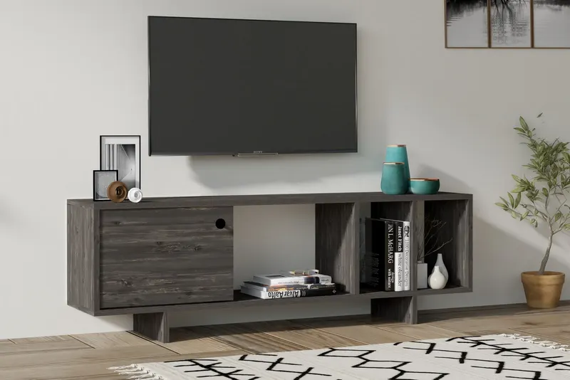 Comodă TV Folsom, Diverse culori, 140x29x45 cm - Antracit
