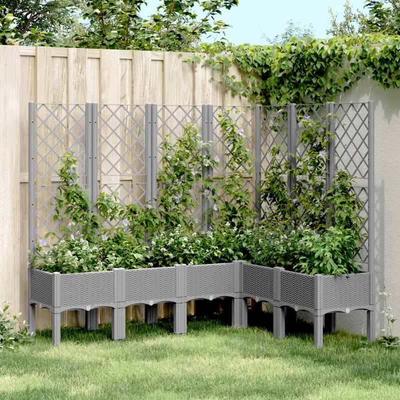 jardiniera de gradina cu spalier gri deschis 160x120x142 cm pp