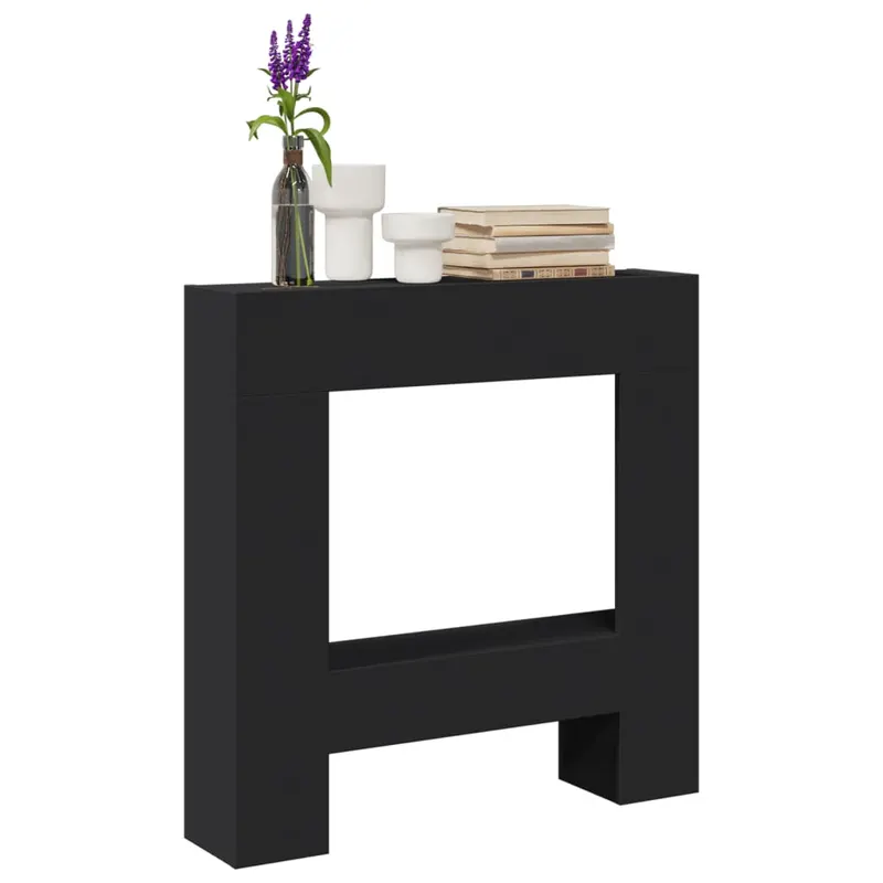 masca de semineu, negru, 81x18x82 cm, lemn prelucrat