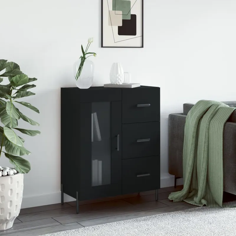 servanta, negru, 69,5x34x90 cm, lemn compozit