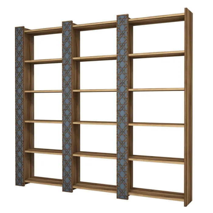 Biblioteca CITY 3, nuc + calcedonie, 184,6x24,2x170 cm