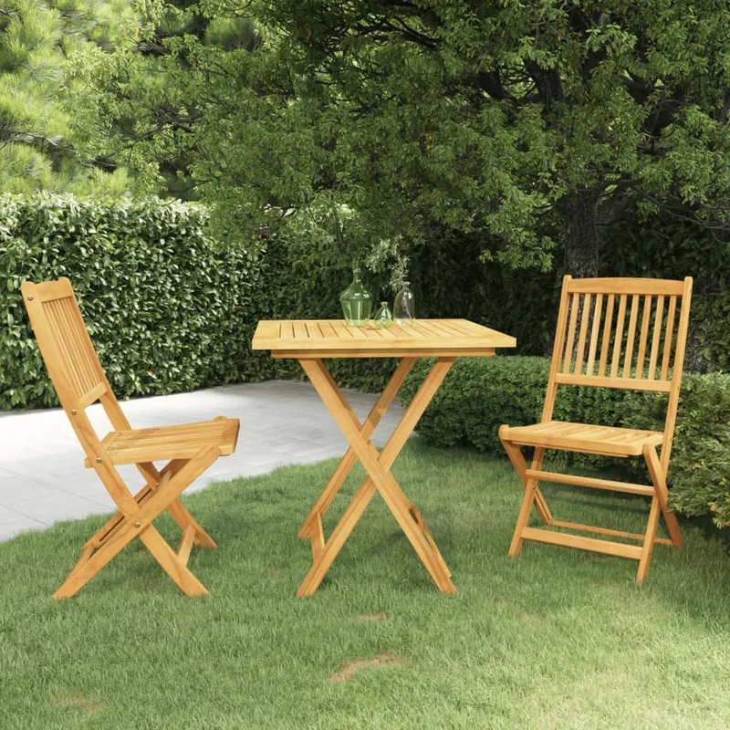 set mobilier gradina pliabil, 3 piese, lemn masiv acacia