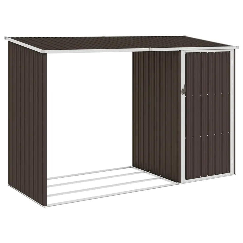 Șopron de gradina lemne de foc maro 245x98x159 cm otel zincat