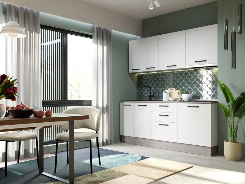 Mobila Bucatarie Elva 203.2 cm Alb Perlat - Configuratia 6