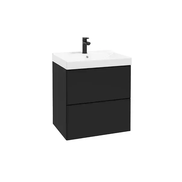 Dulap pentru lavoar Defra More, suspendat, 60 x 45 x 60 cm, setar, mat, negru, 291-D-06002