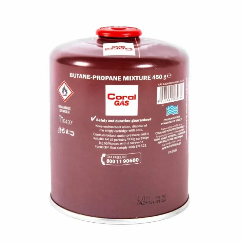 Rezerva butelie gaz 450 g cu valva si filet 7/16"