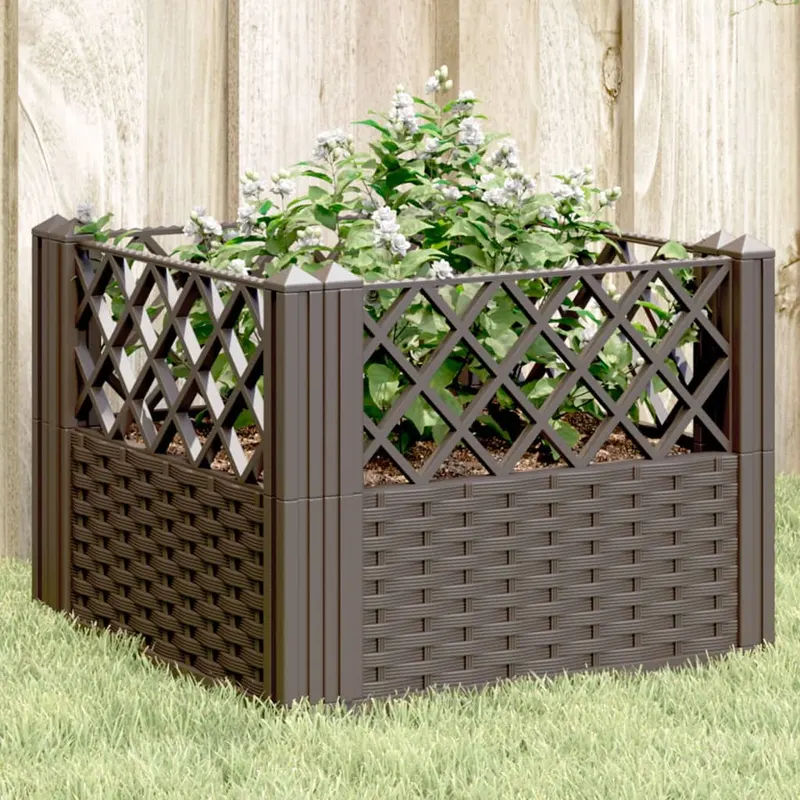 jardiniera de gradina cu tarusi, maro, 43,5x43,5x43,5 cm, pp