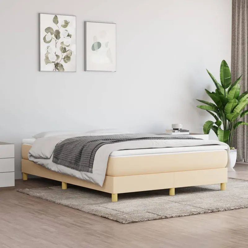 pat continental cu saltea, crem, 140x200 cm, material textil