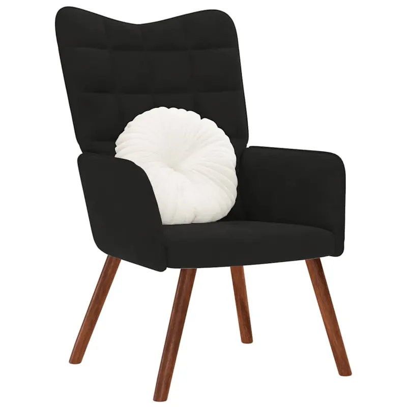 scaun de relaxare, negru, catifea