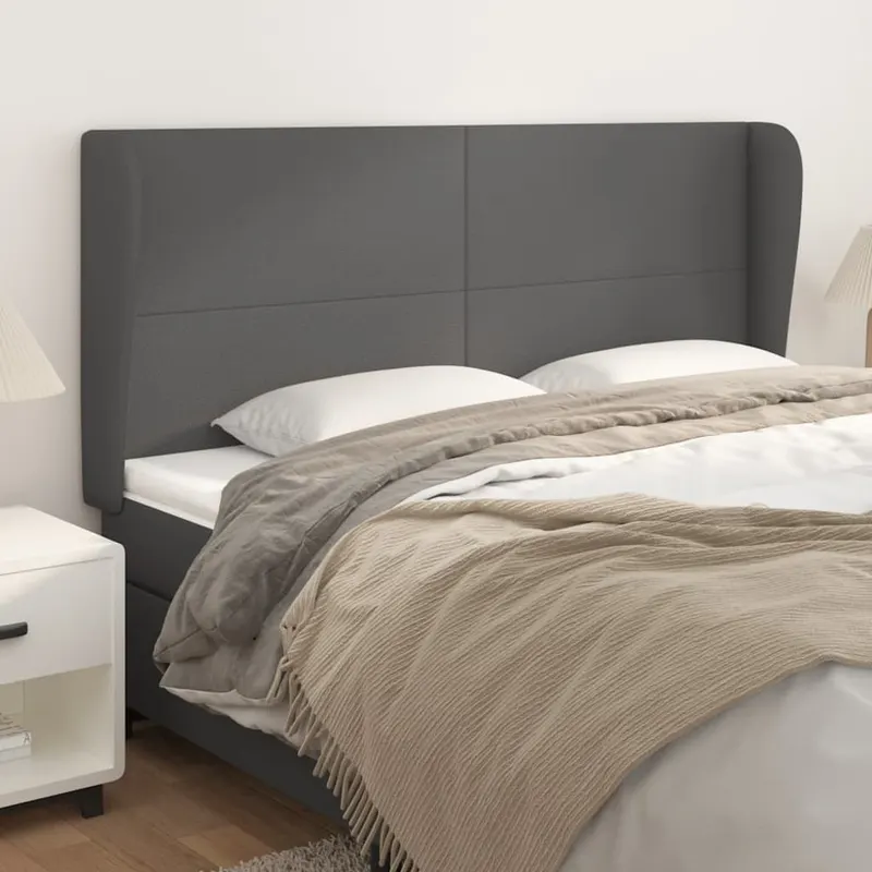 tablie de pat cu aripioare gri 203x23x118/128 cm piele eco