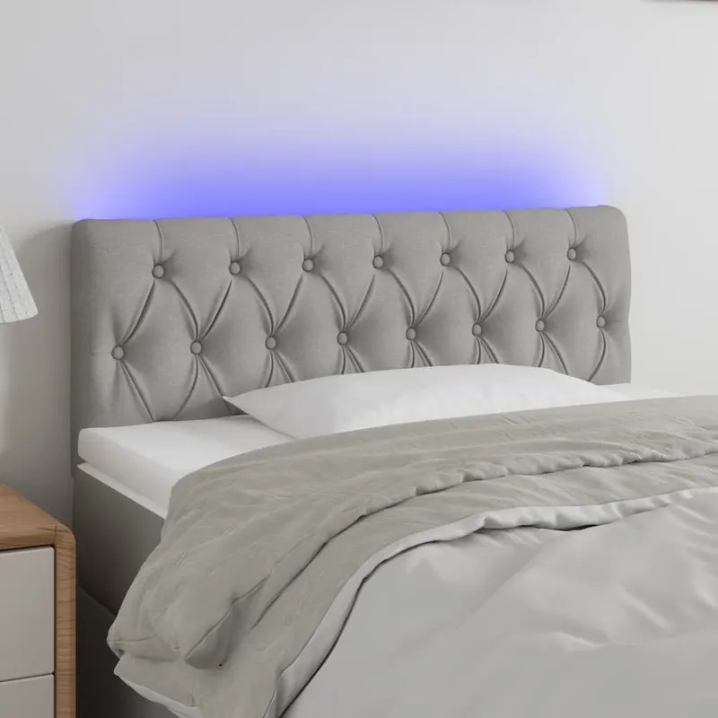 tablie de pat cu led, gri deschis, 100x7x78/88 cm, textil
