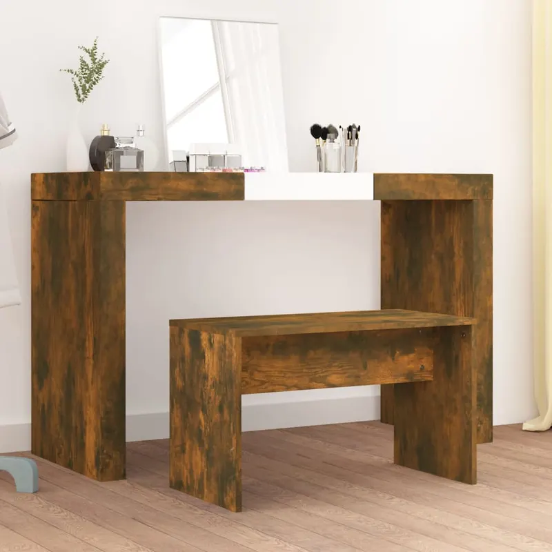 taburet de toaleta, stejar fumuriu, 70x35x45 cm, lemn prelucrat