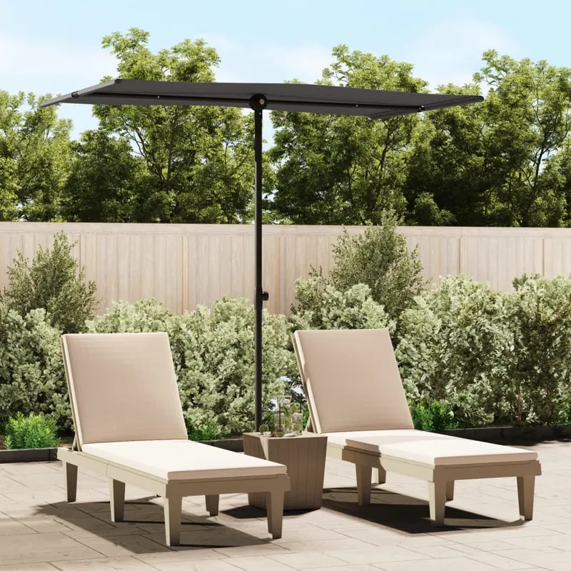 umbrela de soare exterior, stalp aluminiu, antracit, 180x110 cm