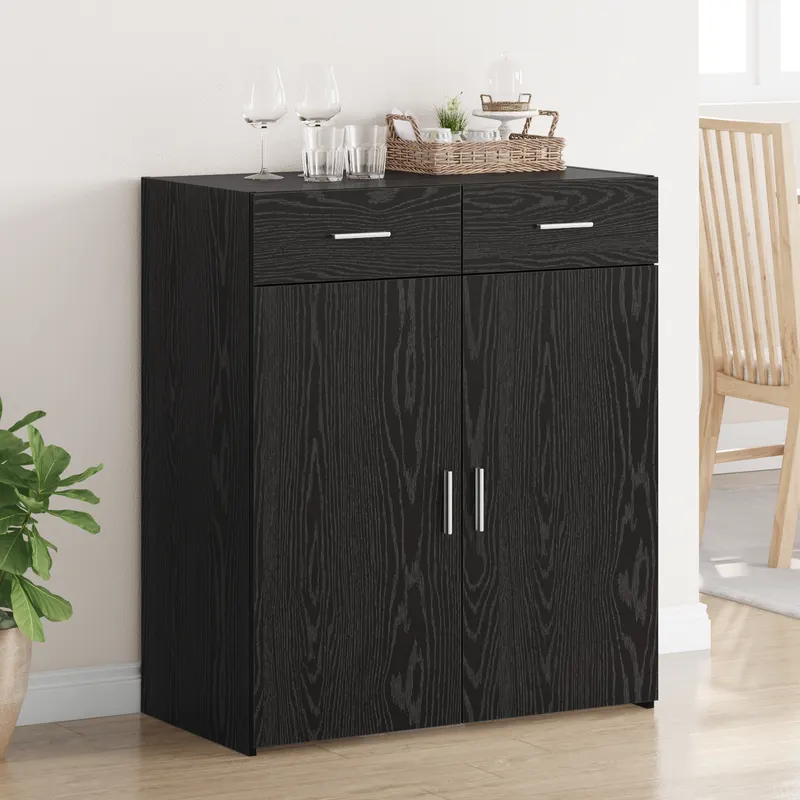 sifonier stejar negru 80x42.5x93.5 cm lemn ingineresc