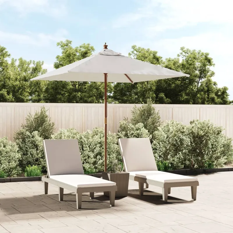 umbrela soare de gradina stalp din lemn nisipiu 198x198x231 cm