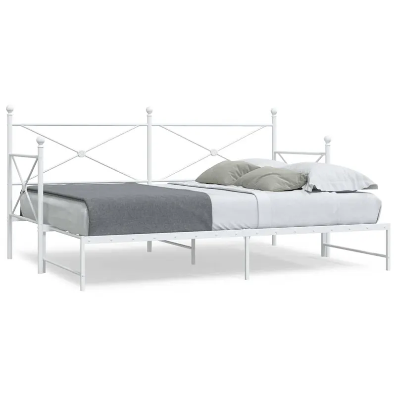 pat de zi cu caut fara saltea alb 80x200 cm otel