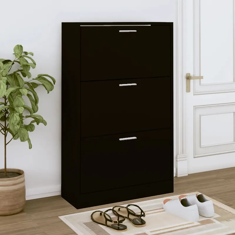 pantofar, negru, 63x24x103 cm, lemn compozit